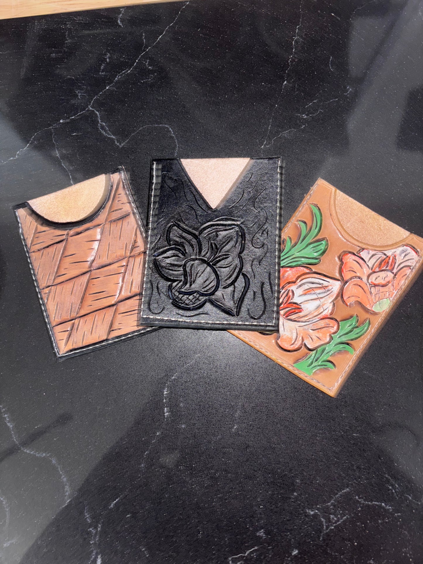 Black floral cardholder