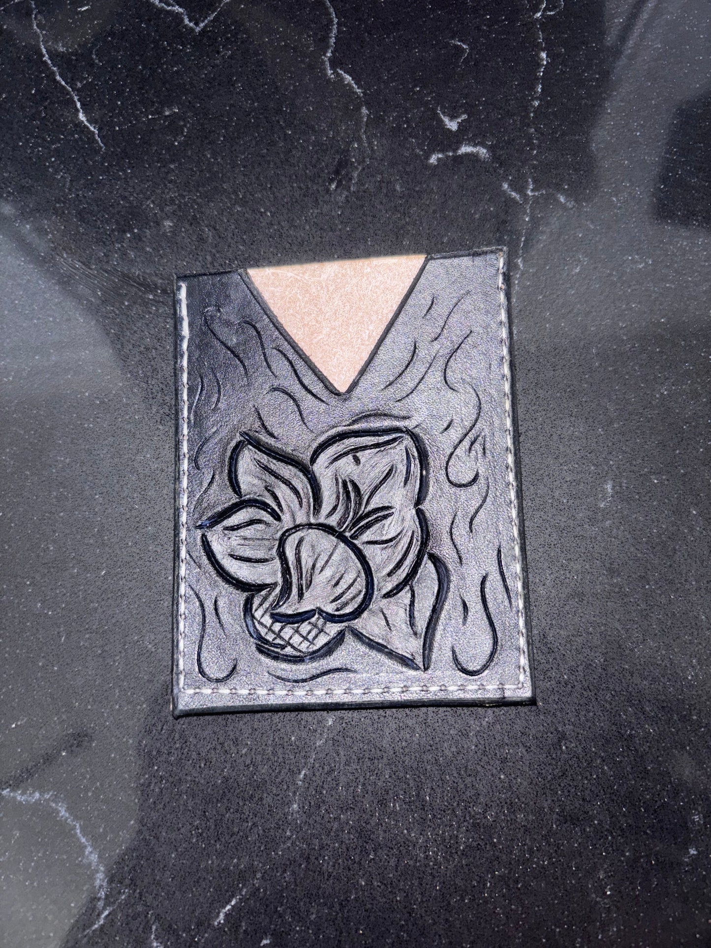 Black floral cardholder