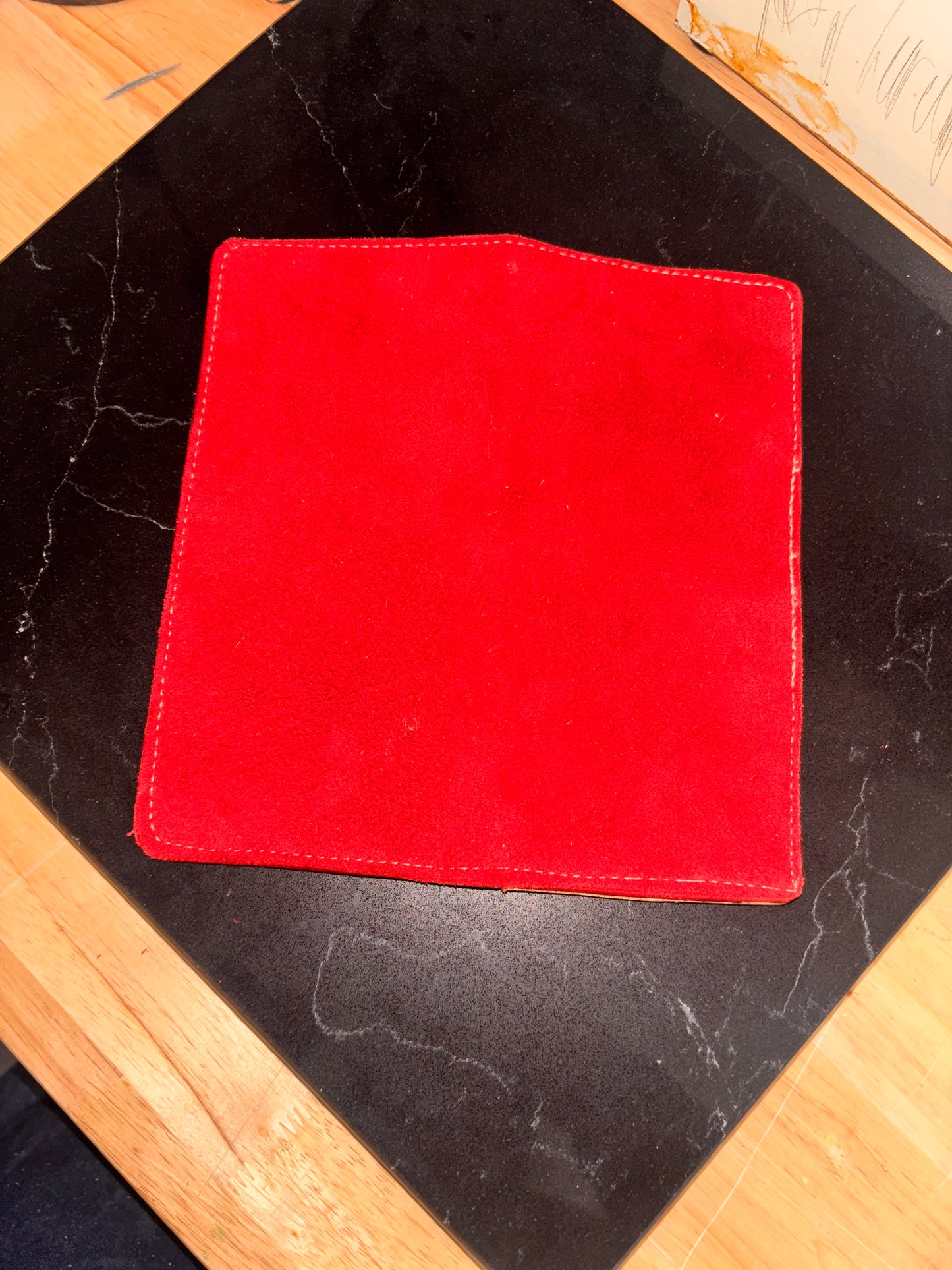 Long wallet red suede