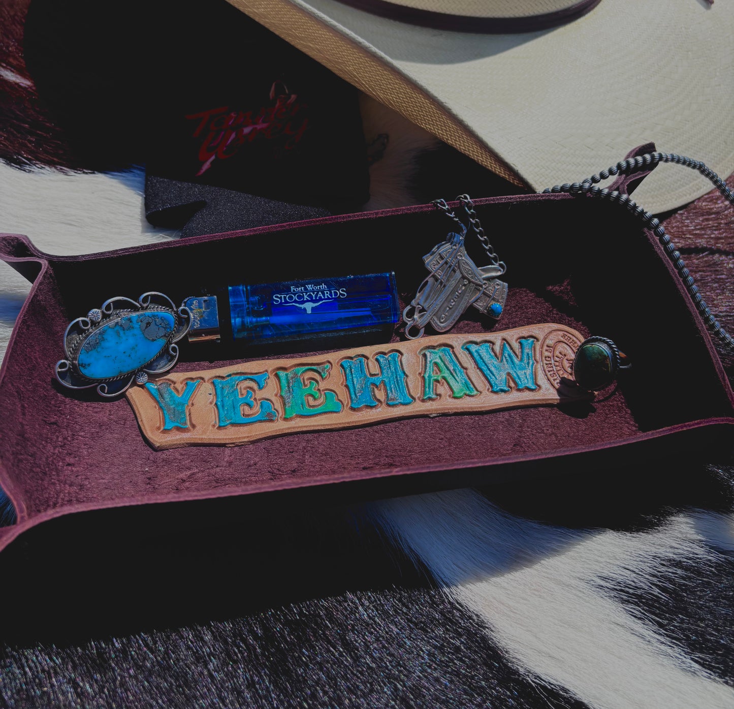 Leather Tray/Bowl “YEEHAW”