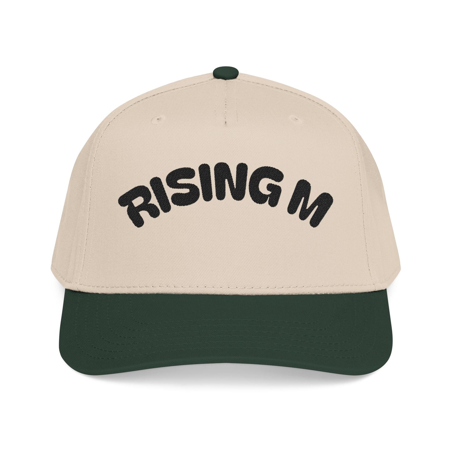 Rising M Embroidered Baseball Cap — Retro Felt Arch Logo Hat