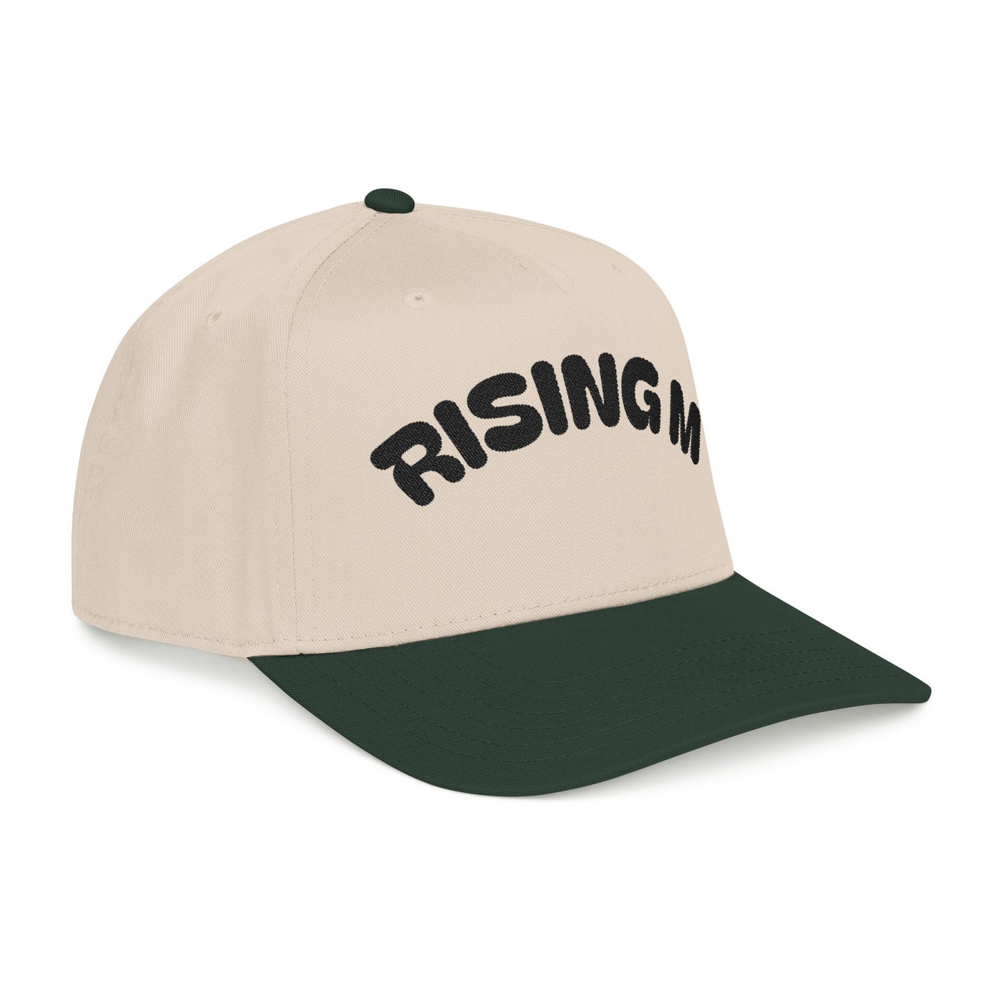 Rising M Embroidered Baseball Cap — Retro Felt Arch Logo Hat