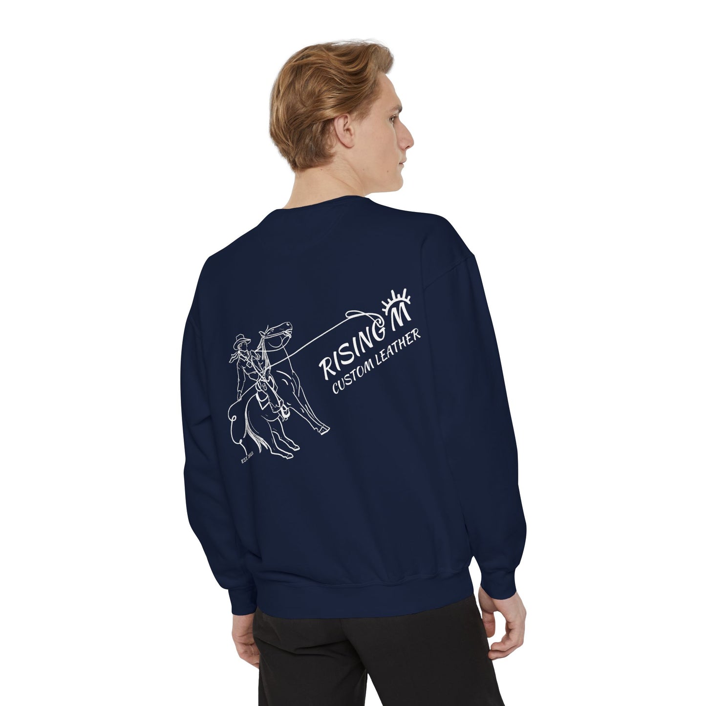 Rising M Custom Leather Cowboy Crewneck Sweatshirt