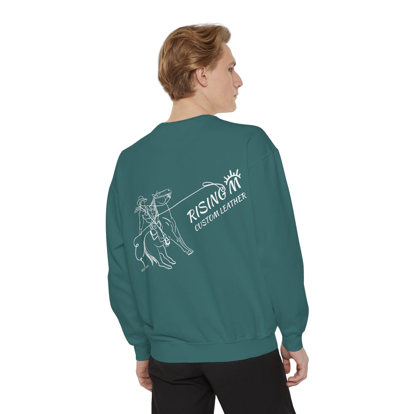 Rising M Custom Leather Cowboy Crewneck Sweatshirt