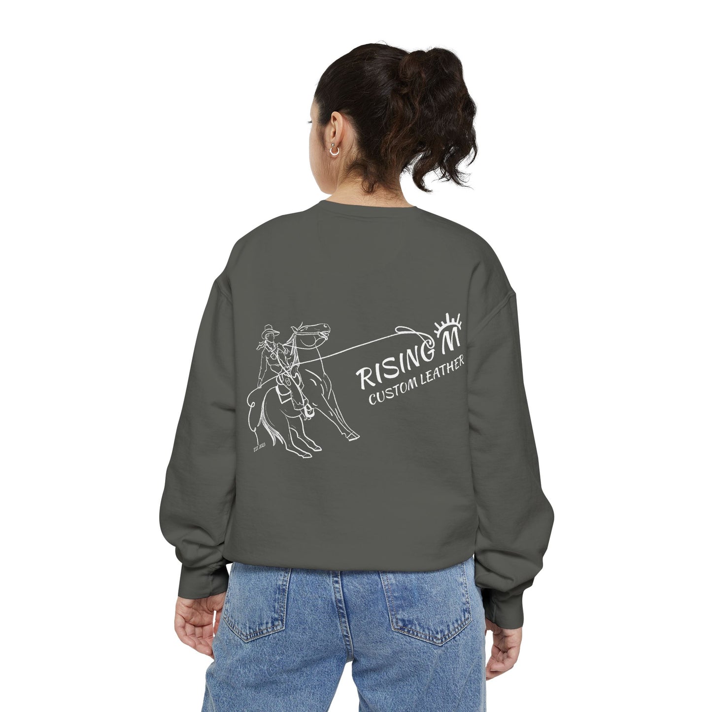 Rising M Custom Leather Cowboy Crewneck Sweatshirt