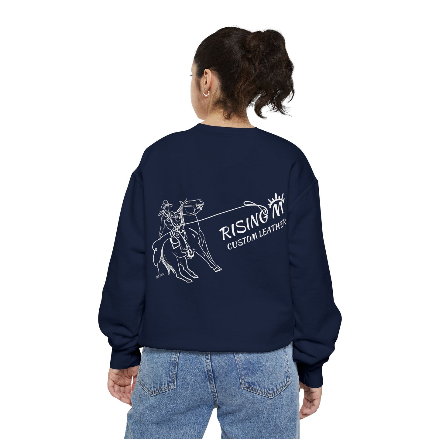 Rising M Custom Leather Cowboy Crewneck Sweatshirt