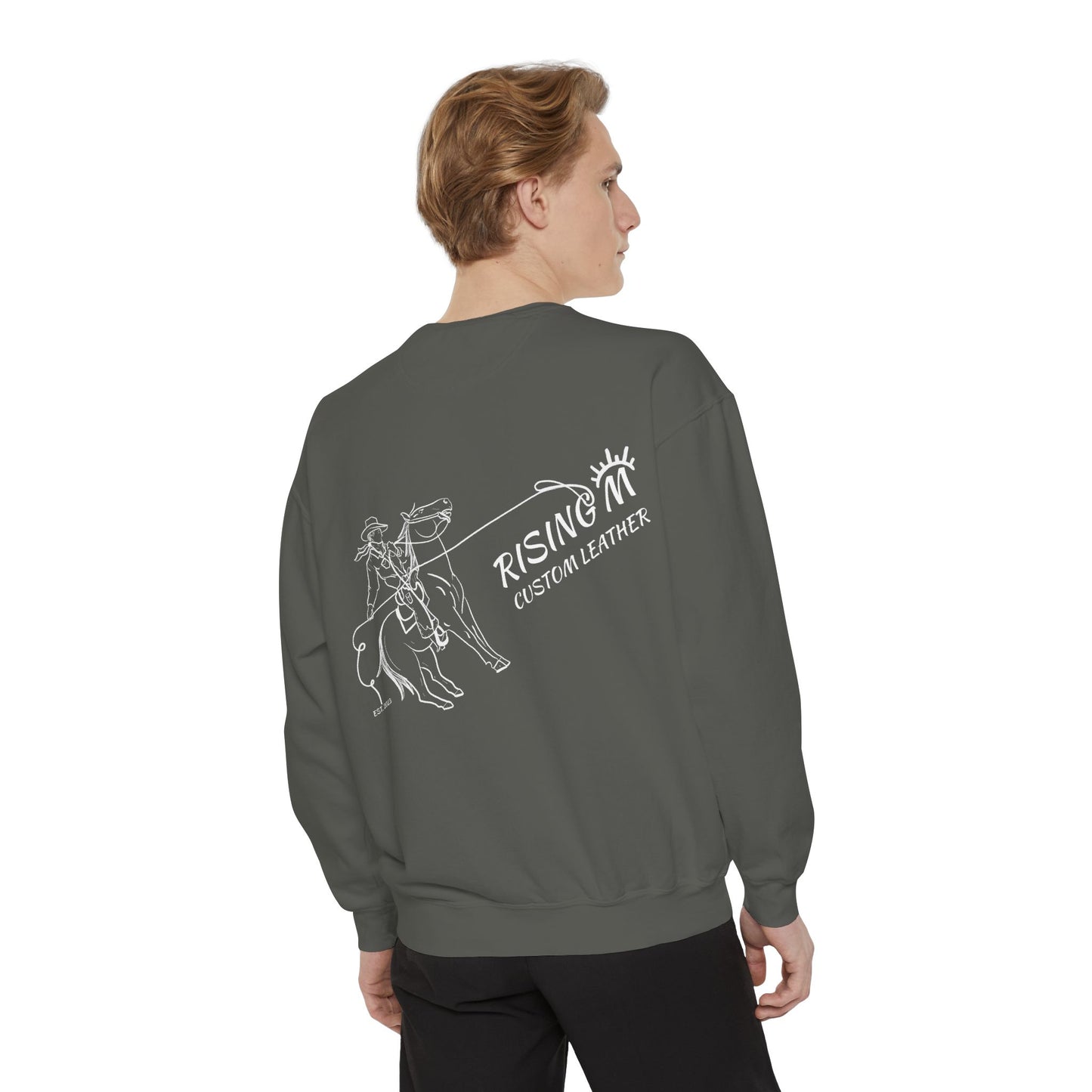 Rising M Custom Leather Cowboy Crewneck Sweatshirt