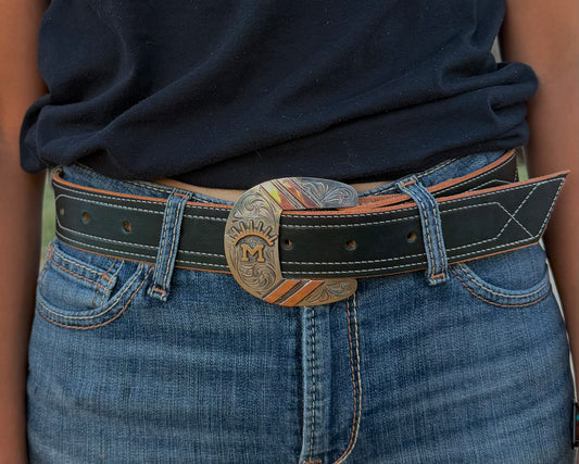 Double sided green/natural belt 26-35