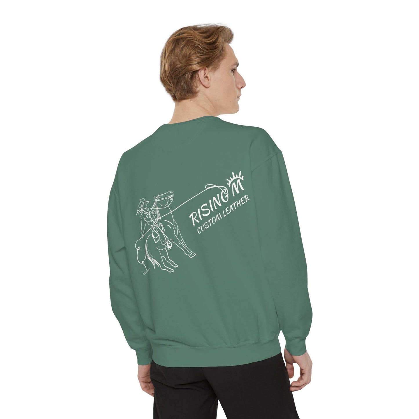Rising M Custom Leather Cowboy Crewneck Sweatshirt