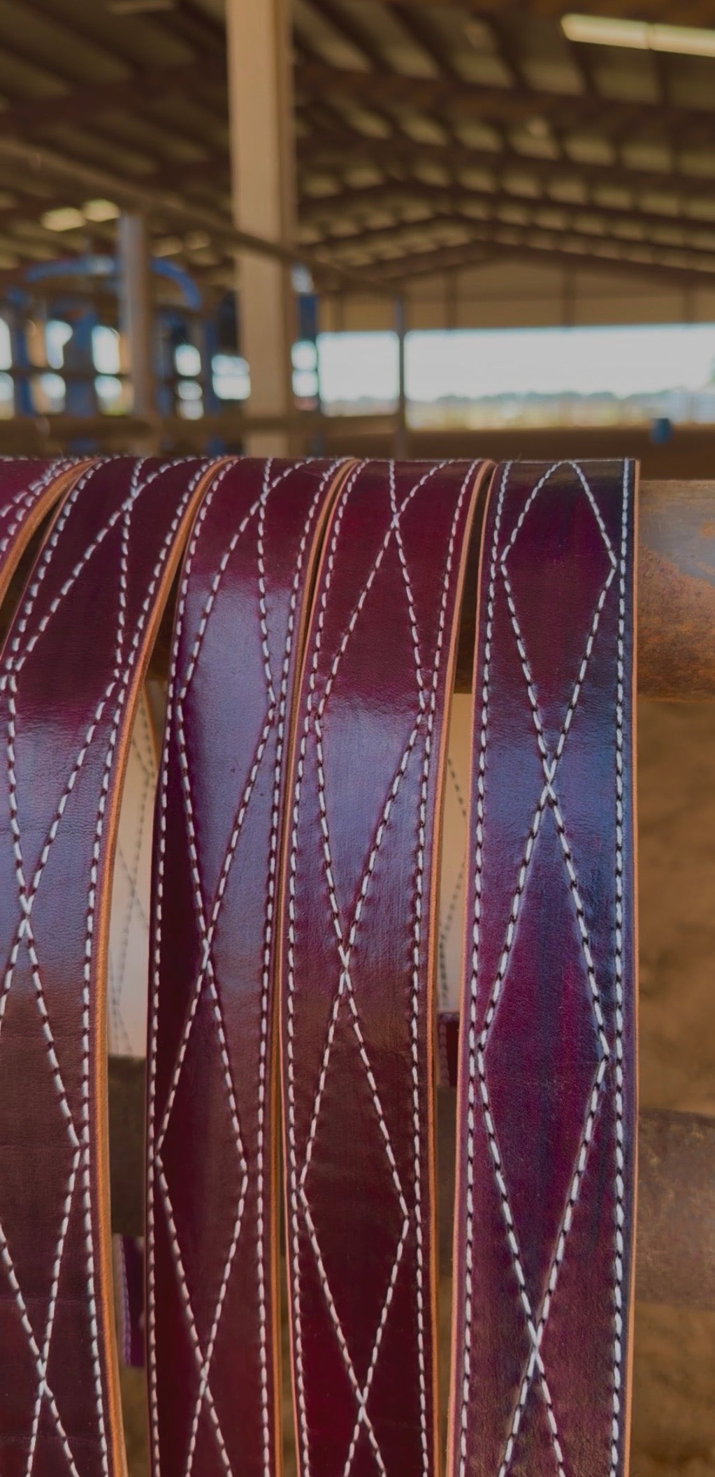 Cherry wine smooth stitched belt