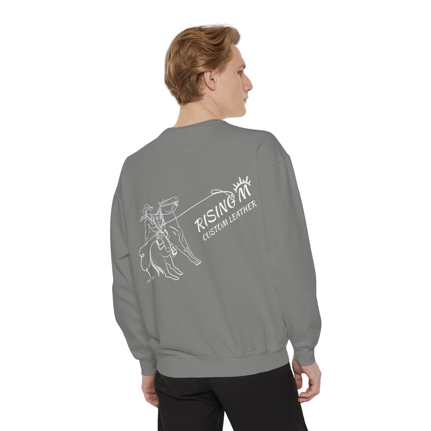 Rising M Custom Leather Cowboy Crewneck Sweatshirt