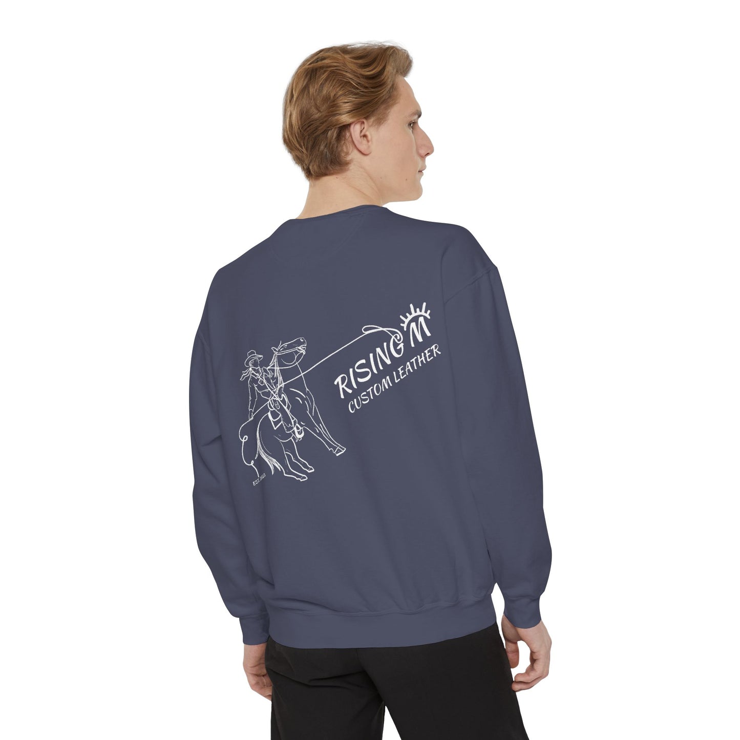 Rising M Custom Leather Cowboy Crewneck Sweatshirt