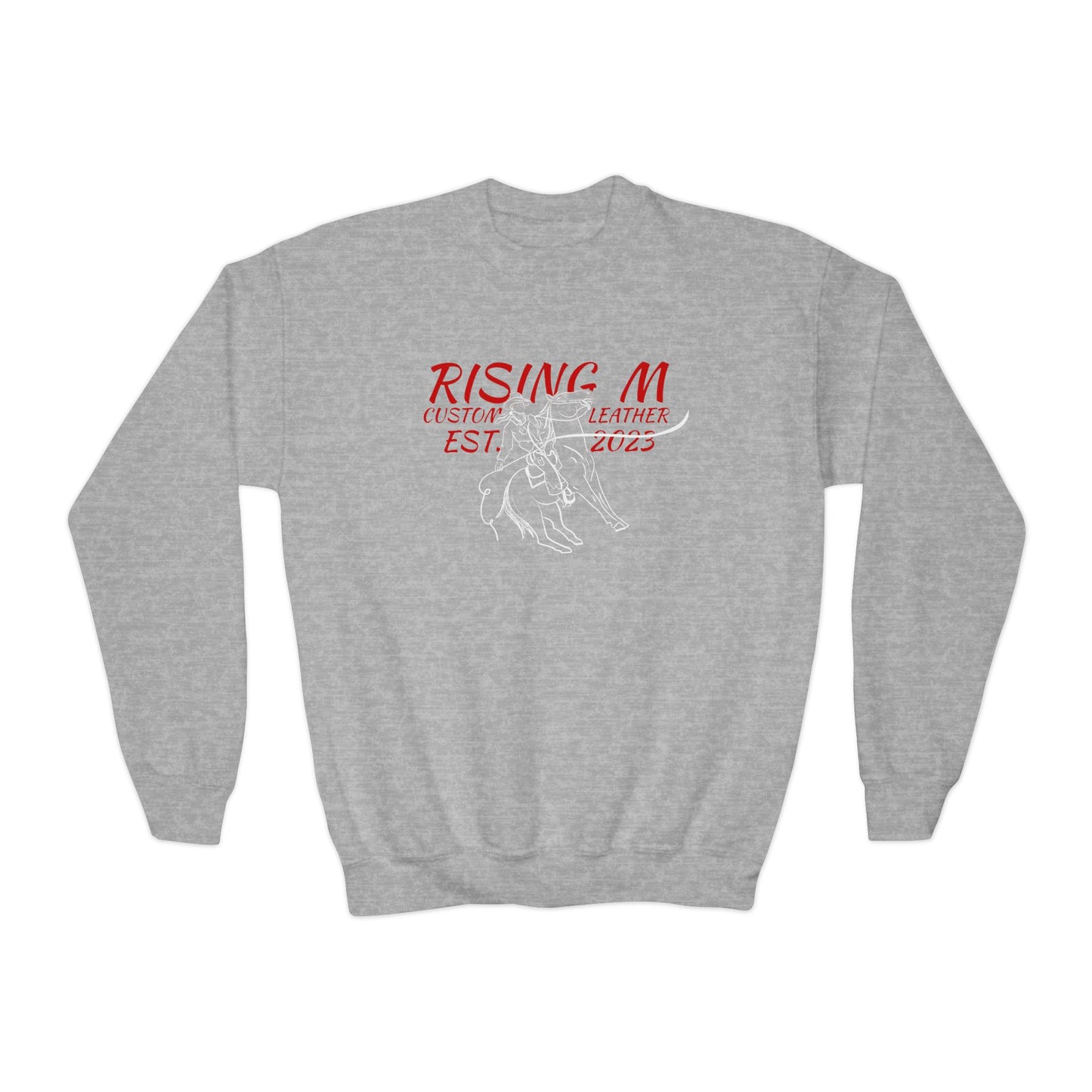 Youth Crewneck Sweatshirt - 'Rising' Rodeo Bull Rider Graphic