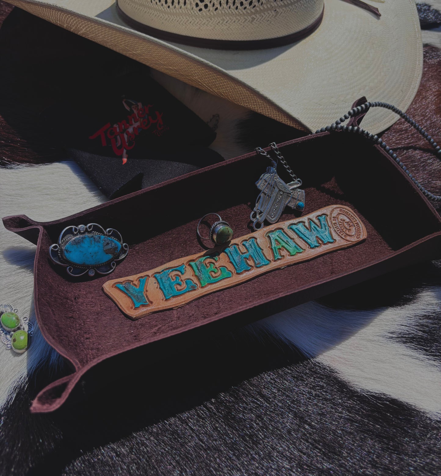 Leather Tray/Bowl “YEEHAW”