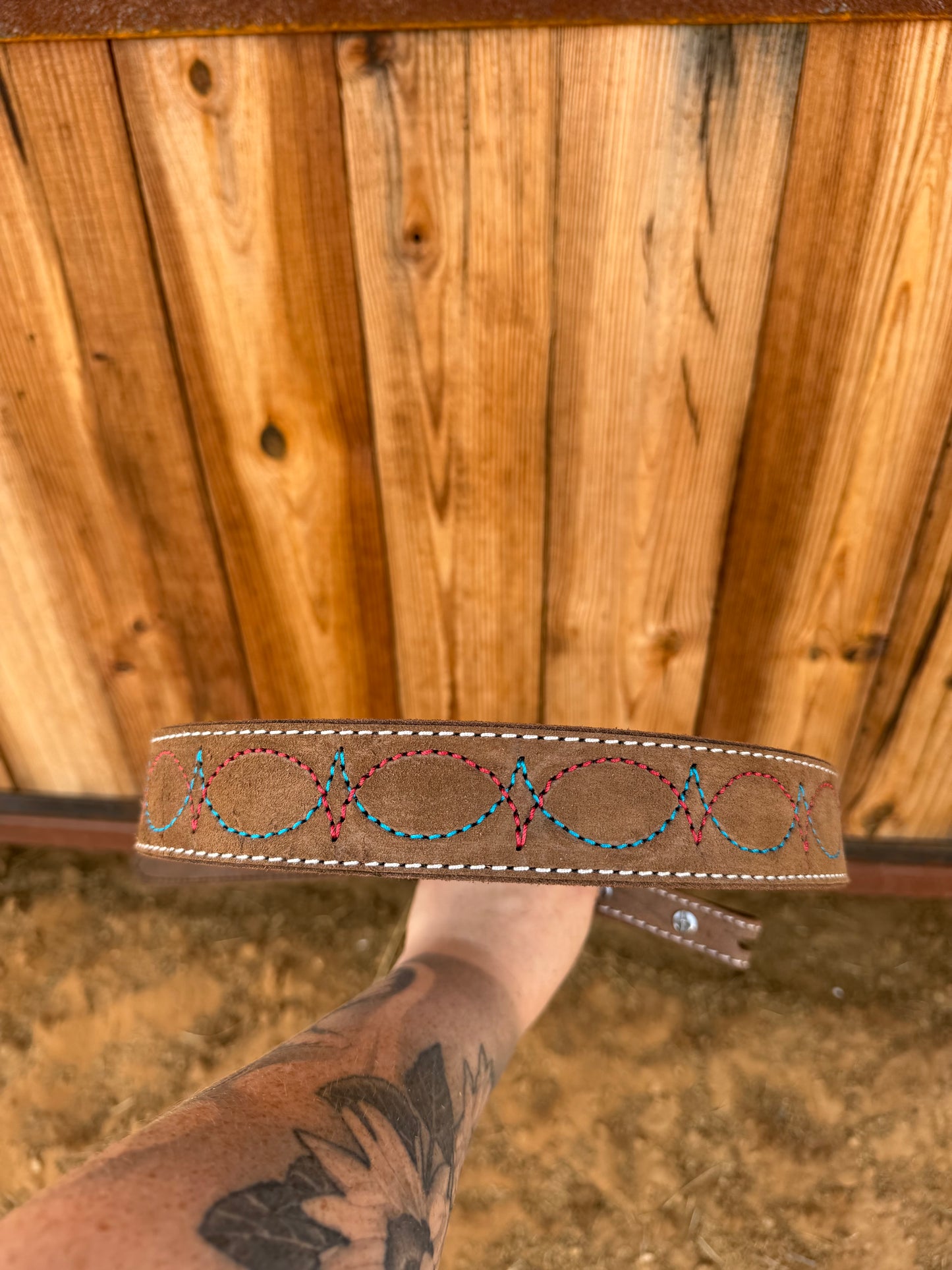 Red White and Blue-  mini gunslinger Chocolate rough out belt