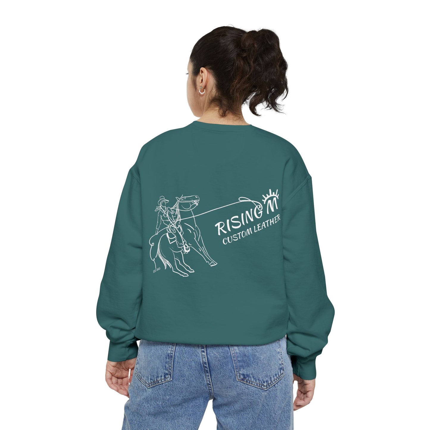 Rising M Custom Leather Cowboy Crewneck Sweatshirt