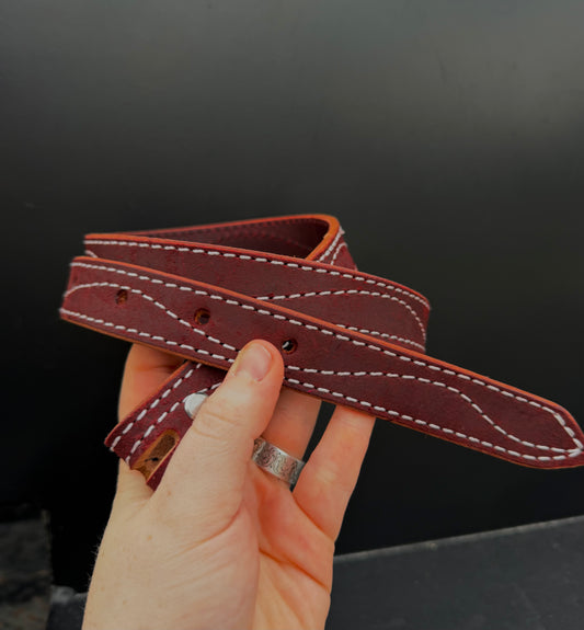 1 inch Latigo belt with wave stitching