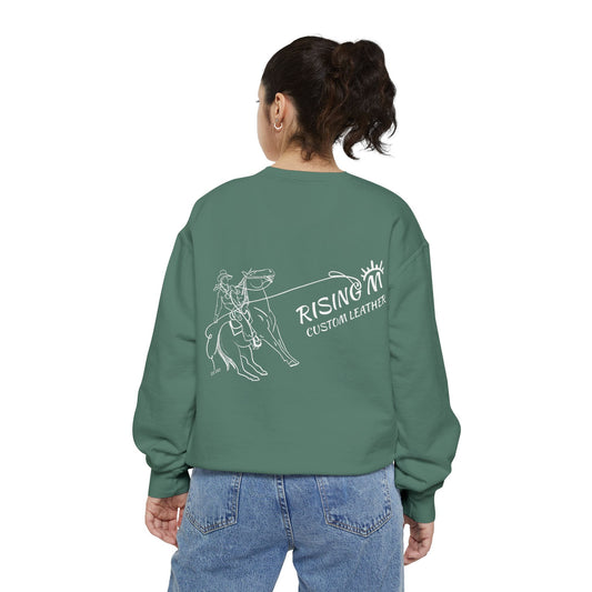 Rising M Custom Leather Cowboy Crewneck Sweatshirt