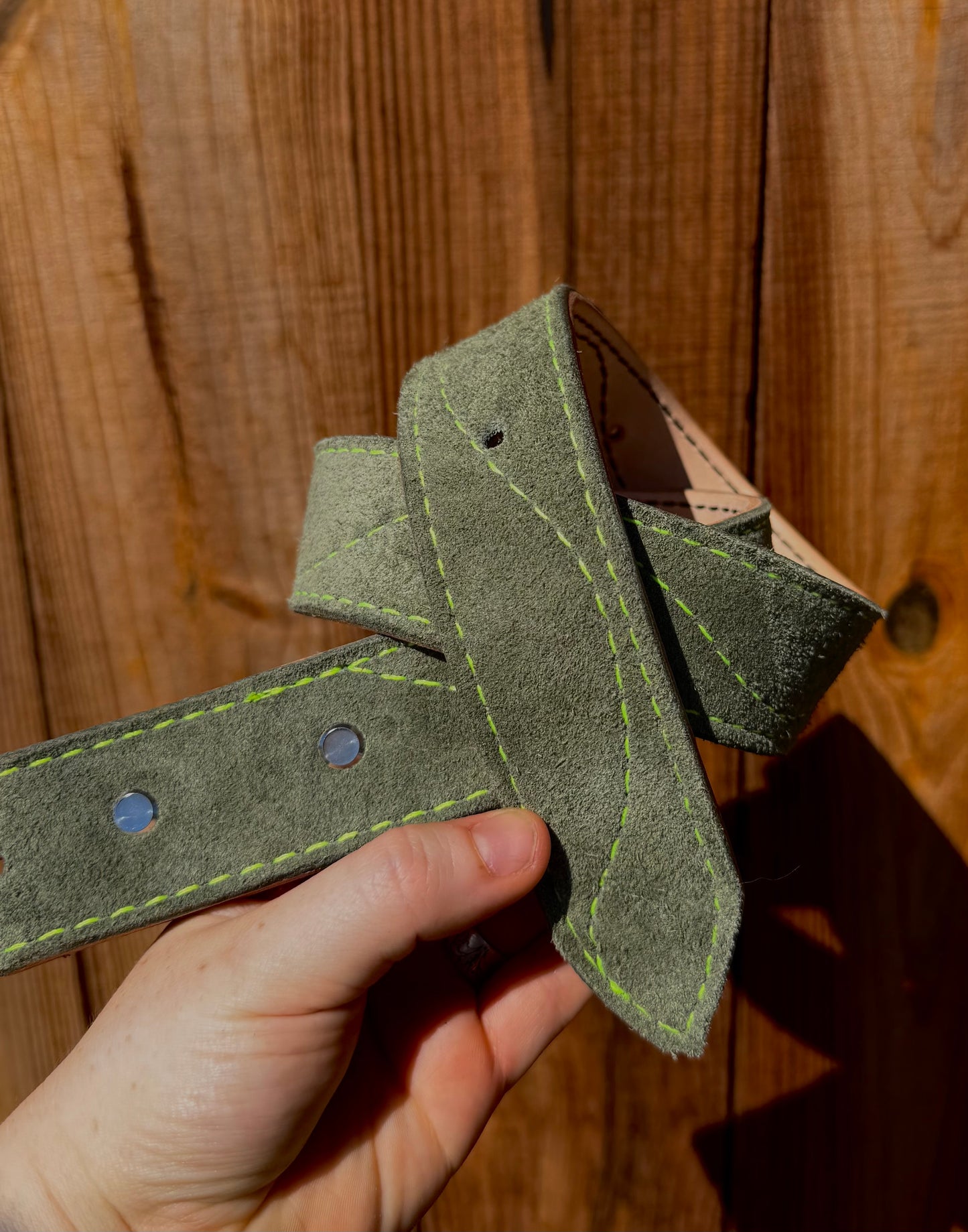 Green suede belt