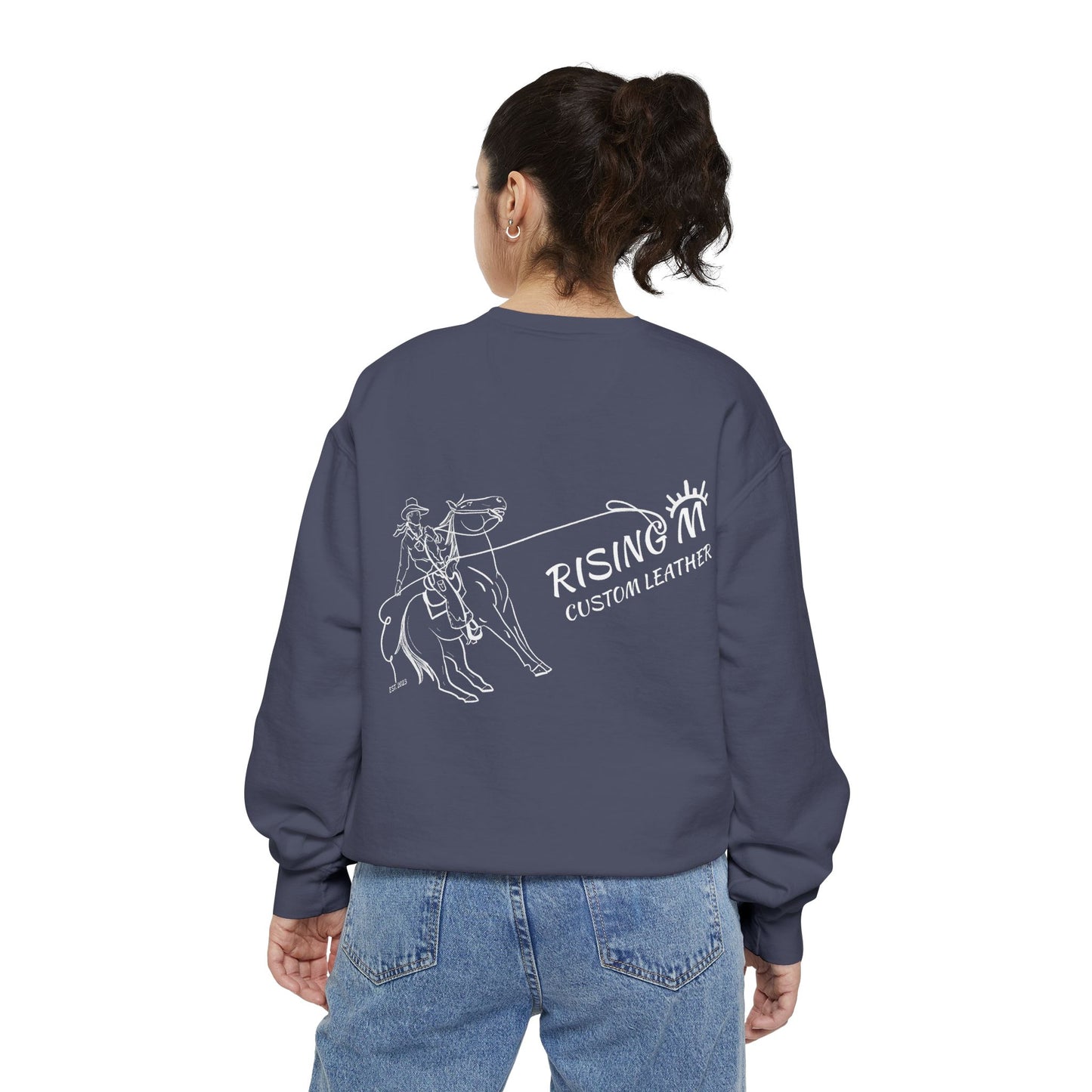 Rising M Custom Leather Cowboy Crewneck Sweatshirt