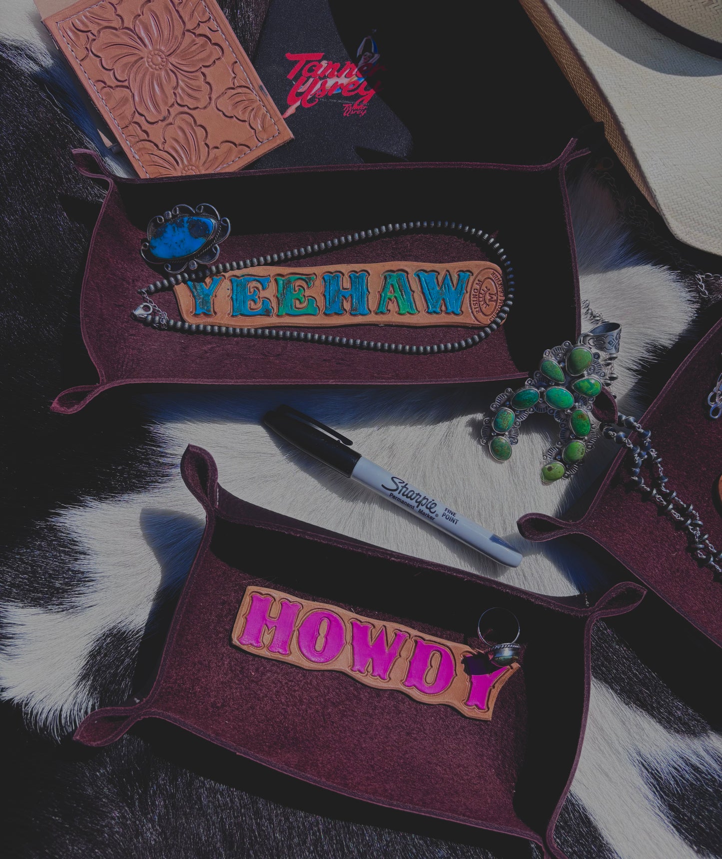 Leather Tray/Bowl “YEEHAW”