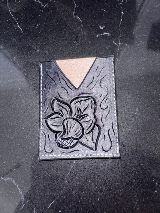 Black floral cardholder