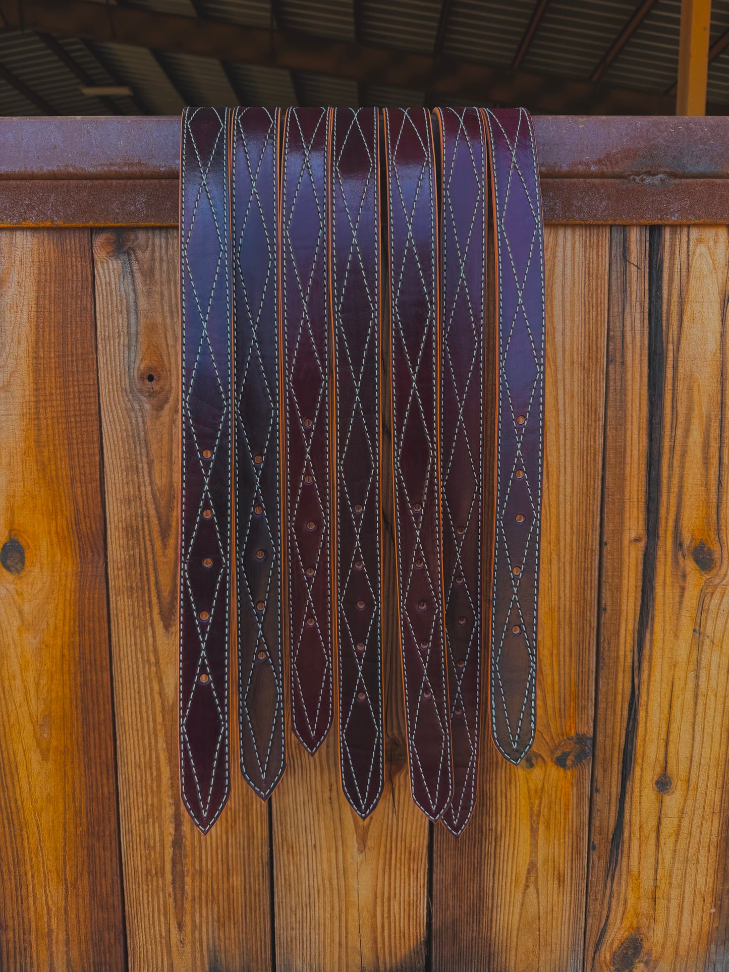 Cherry wine smooth stitched belt