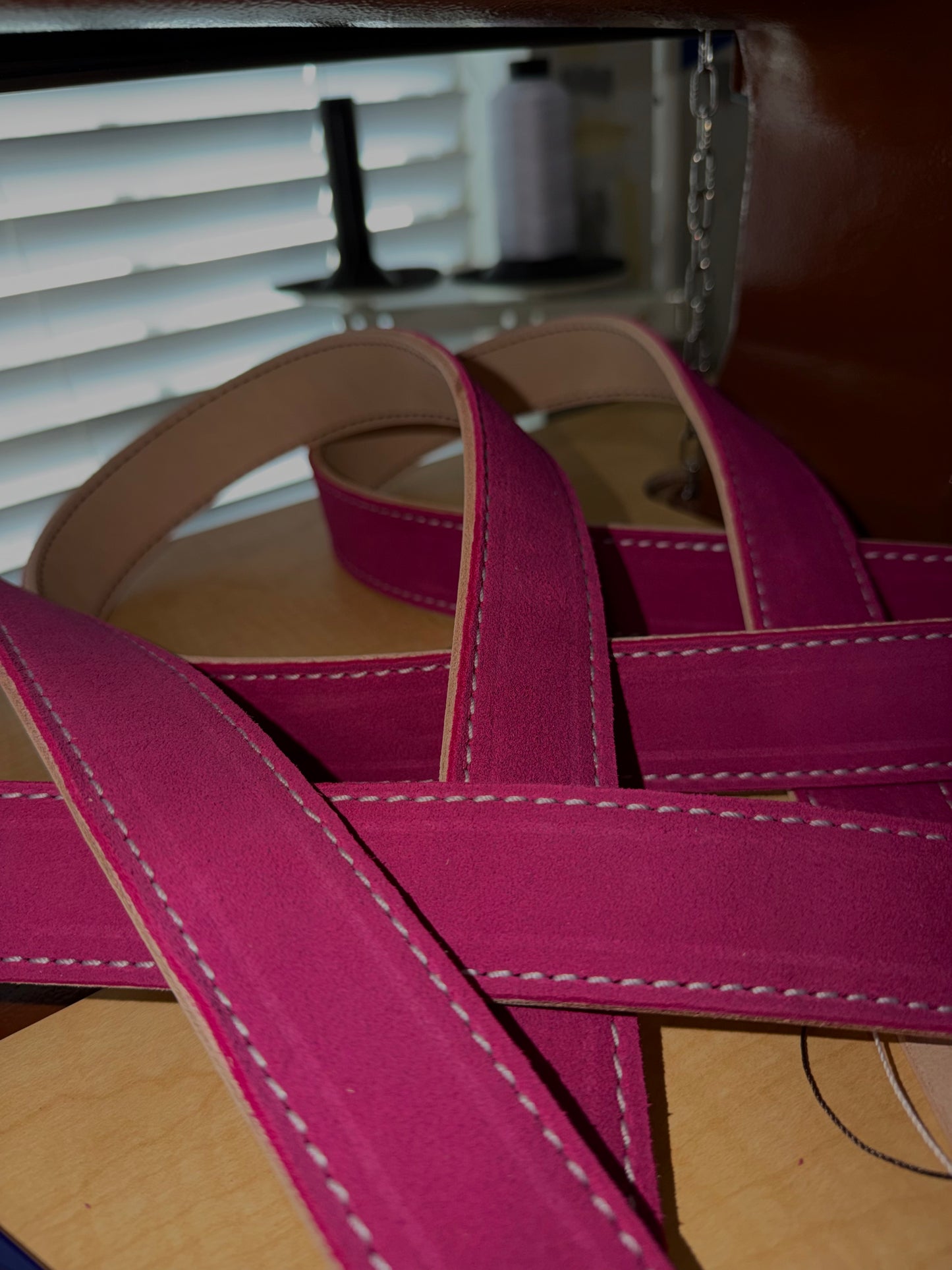 Pink suede belt
