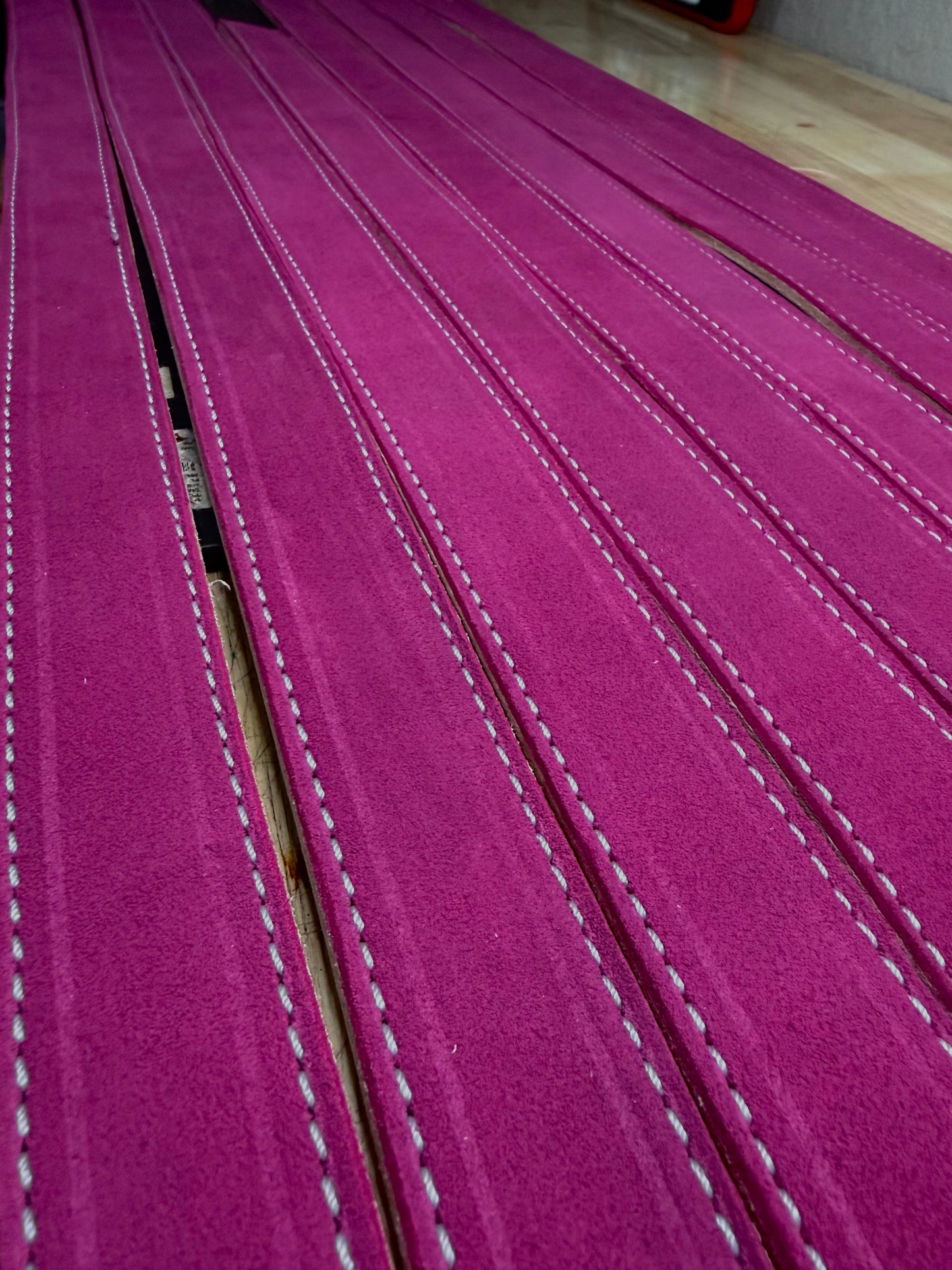 Pink suede belt