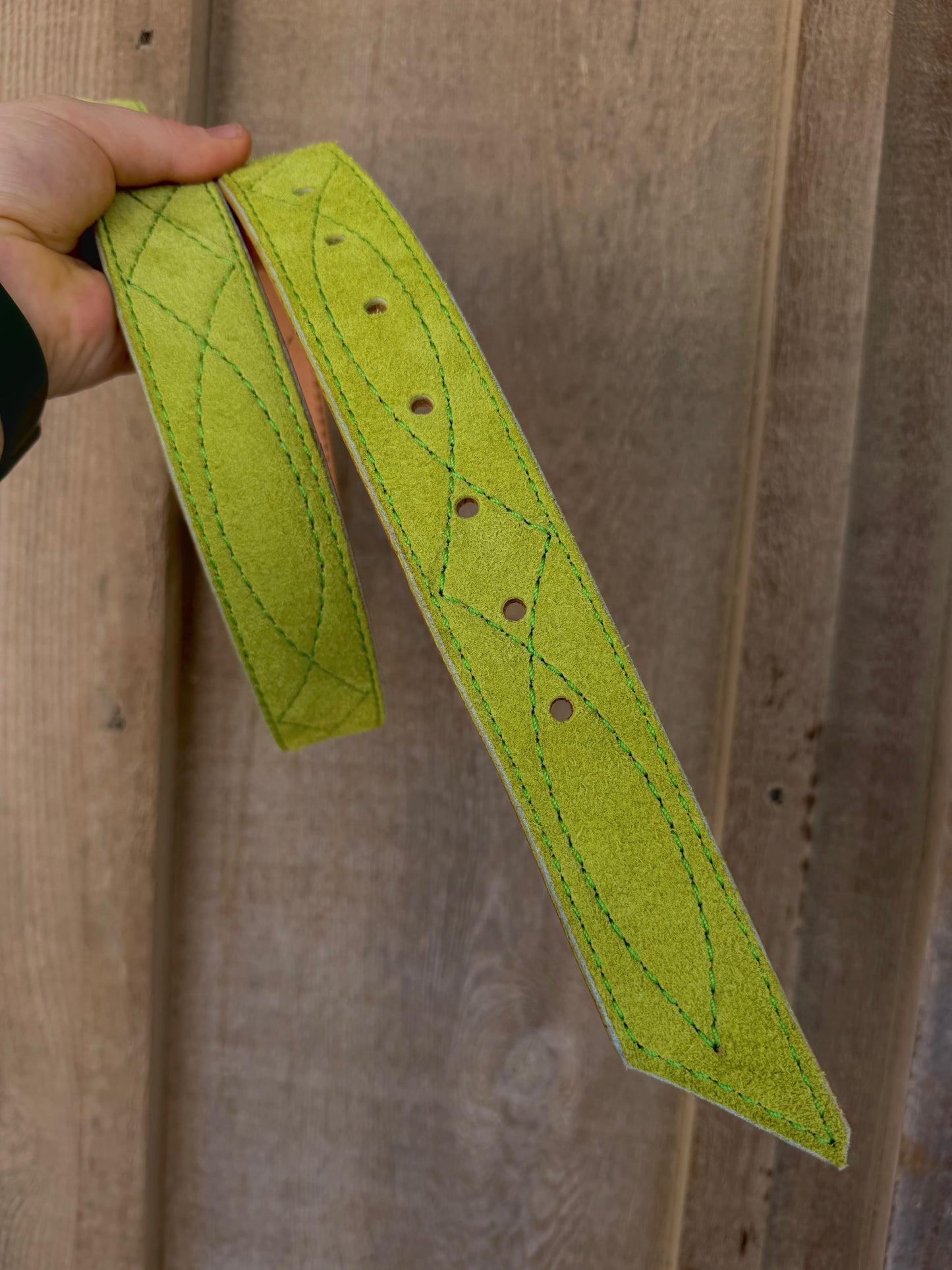 Lime green suede belt