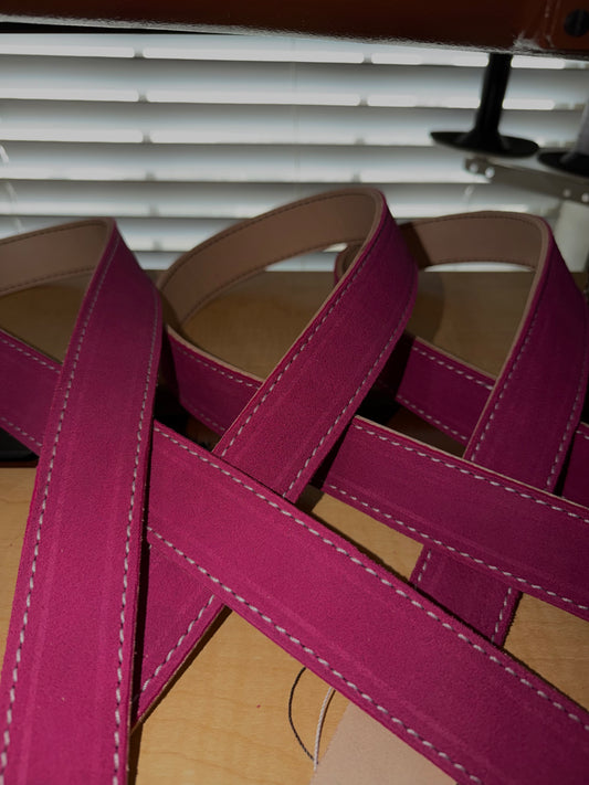 Pink suede belt