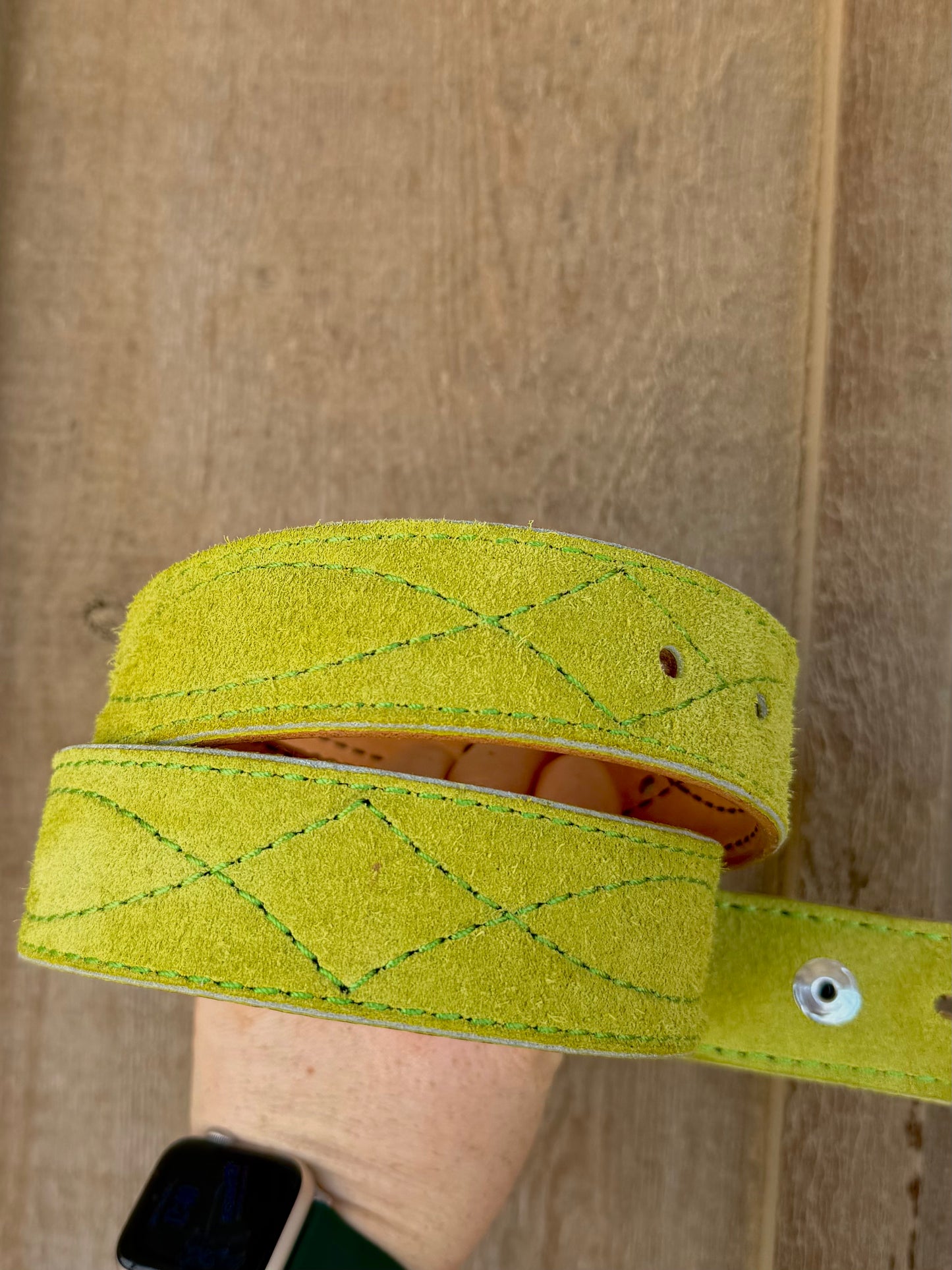Lime green suede belt