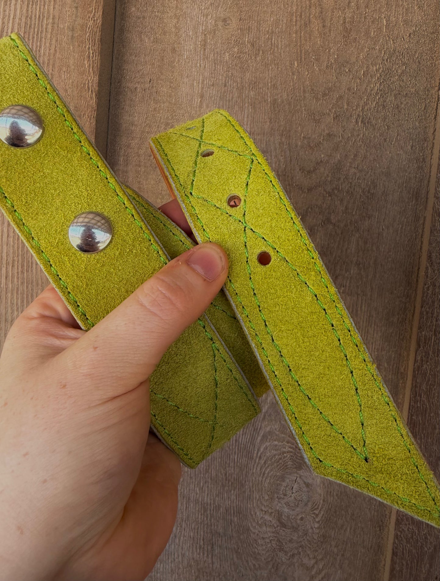 Lime green suede belt