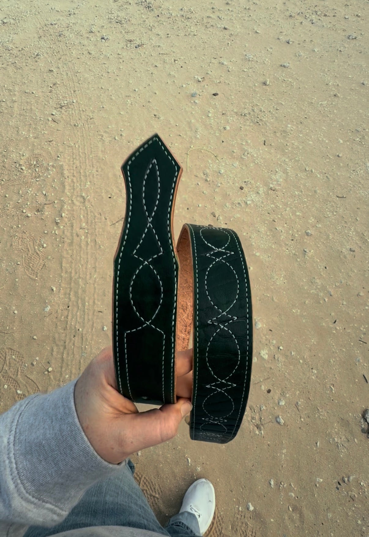Dark green, mini gunslinger stitched belt ( holes 34 to 40) ready to ship ￼
